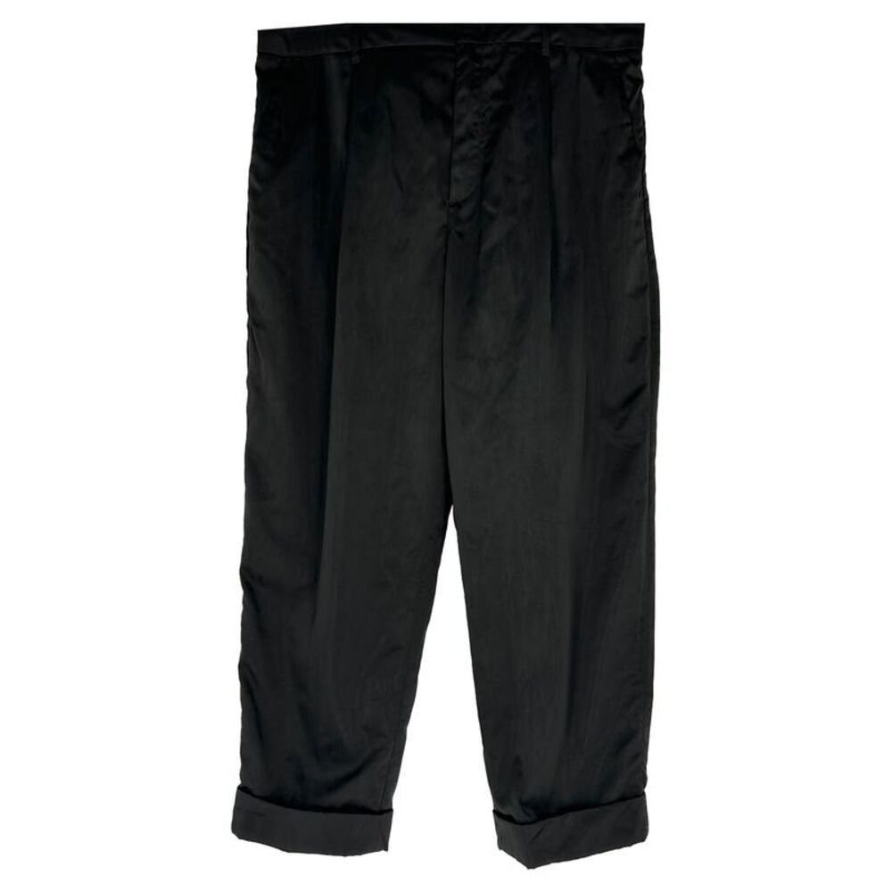 Prada Cuffed Hem Trousers in Black Polyamide
